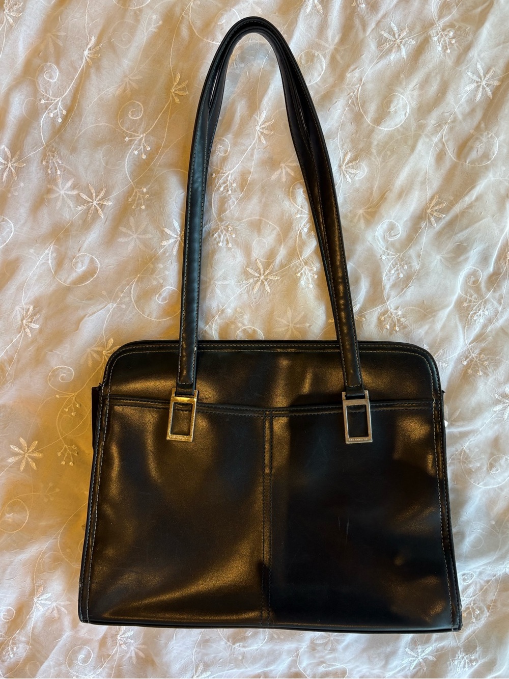 Vintage Classic Black Leather Style Shoulder Bag Retro